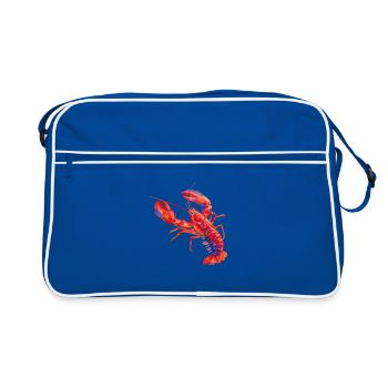 Red Lobster, Vivid Watercolor Illustration - Retro Bag - blue/white - Front