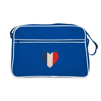 Cœur tricolore bleu blanc rouge - Sac Retro - bleu/blanc - Devant
