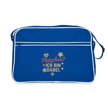 Plätzchen? Ich bin dabei. - Retro Tasche - Blau/Weiß - Vorne