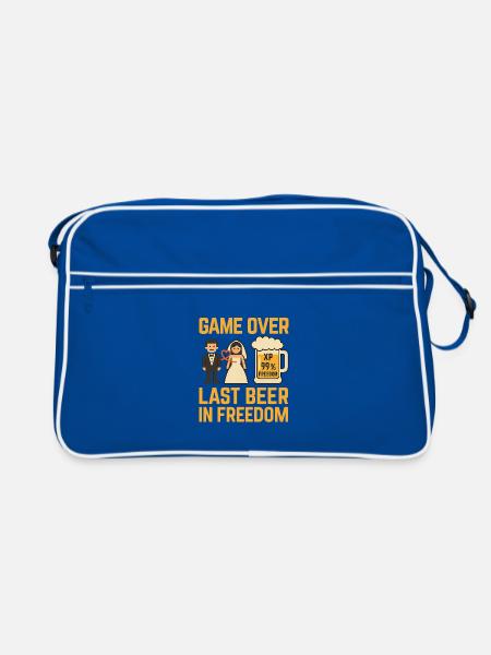 Game Over Last Beer in Freedom - Retro Bag - blue/white - Front