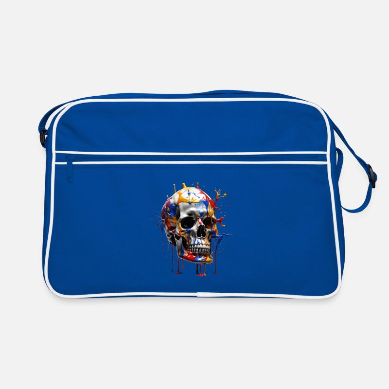 Skull painted with splashes Retro Bag