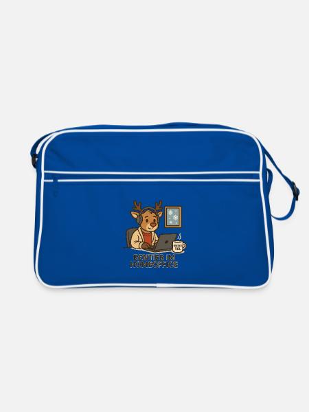 Rentier im Homeoffice - Retro Tasche - Blau/Weiß - Vorne