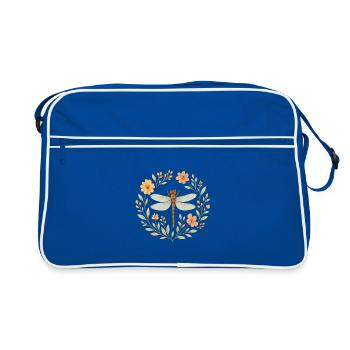 Floral Dragonfly Wreath - Retro Bag - blue/white - Front