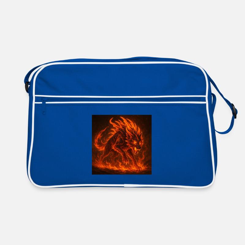 Lava-flammender Wolf Retro Tasche