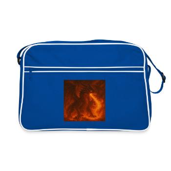 Dragon de feu dans des flammes incandescentes - Sac Retro - bleu/blanc - Devant
