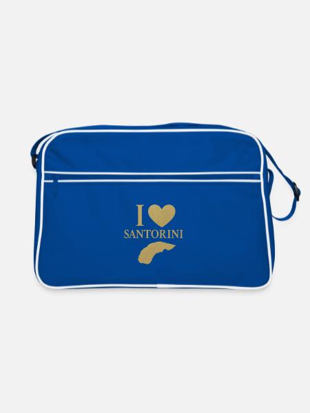 Ich liebe Santorini Gold - Retro Tasche - Blau/Weiß - Vorne