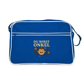 Du wirst Onkel Jubelbild - Retro Tasche - Blau/Weiß - Vorne