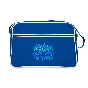 Graffiti  Simon Prénom cadeau idéal imprimable sur - Sac Retro - bleu/blanc - Devant