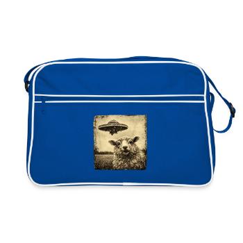 UFO visit to the pasture - Retro Bag - blue/white - Front