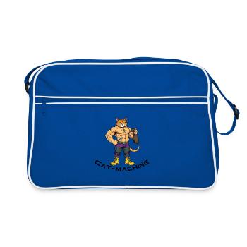 Héros musclé chat avec souris - Sac Retro - bleu/blanc - Devant