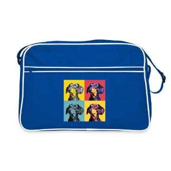 Pop Art Dachshund Quad - Retro Bag - blue/white - Front