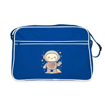 Kawaii robot with a mechanical heart - Retro Bag - blue/white - Front