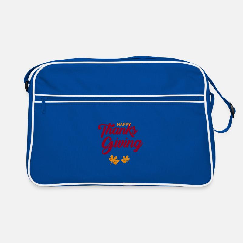 Happy Thanksgiving Script with Leaves Retro Bag