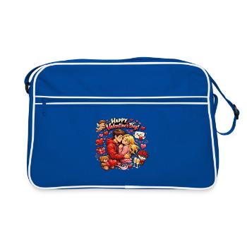 Design de câlins de couple amoureux pour la Saint-Valentin - Sac Retro - bleu/blanc - Devant
