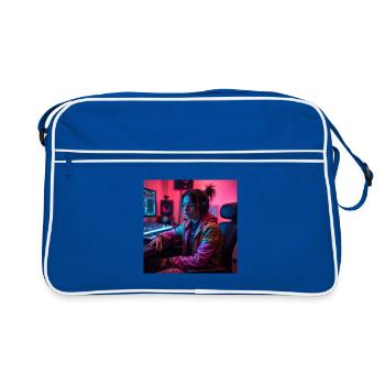 Cyber Neon Producer in the Studio - Retro Bag - blue/white - Front