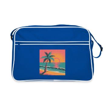 Retro Sunset Palm Over Ocean - Retro Bag - blue/white - Front