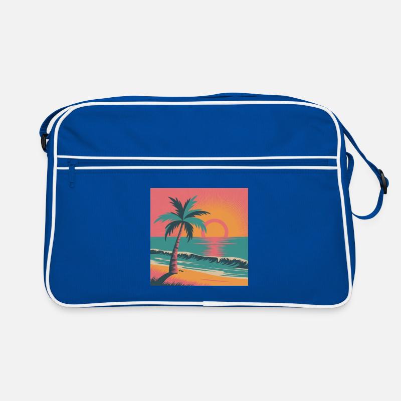 Retro Sunset Palm Over Ocean Retro Bag