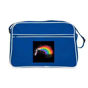 Regenbogen-Spray Kunst - Retro Tasche - Blau/Weiß - Vorne