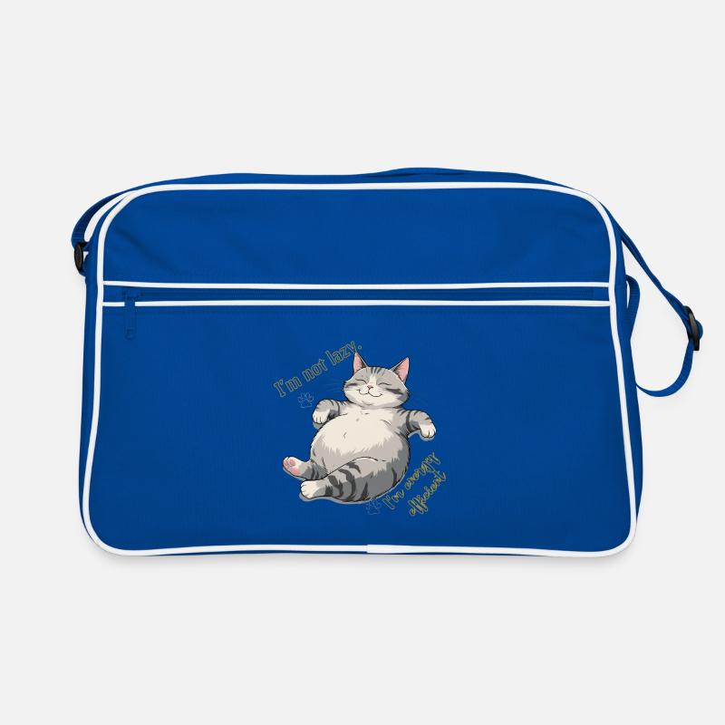 Energie-Sparkatze: Cozy Lounge - Retro Tasche - Blau/Weiß