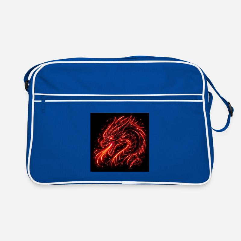 Neon dragon in red fire Retro Bag