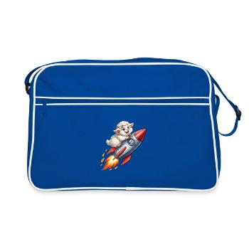 Wool sheep on rocket flight - Retro Bag - blue/white - Front