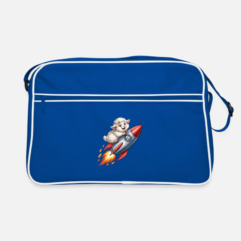 Wool sheep on rocket flight Retro Bag