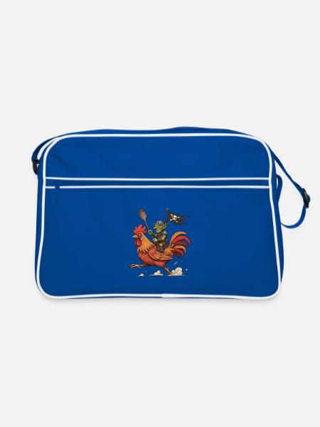 Cavalier gobelin sur un coq - Sac Retro - bleu/blanc - Devant