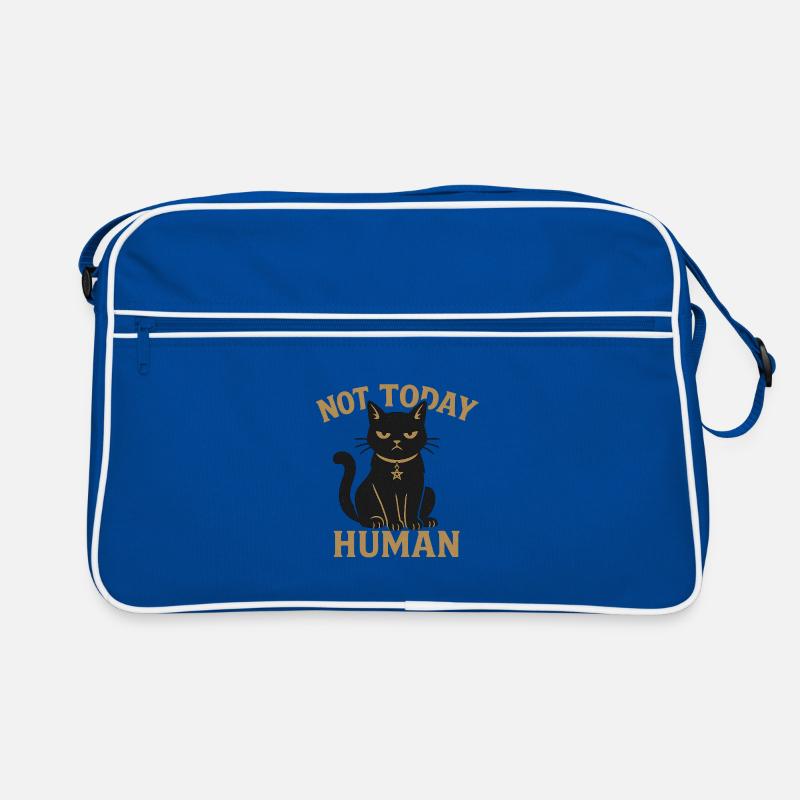 Not Today Human Schwarze Katze Sarkasmus Retro Tasche