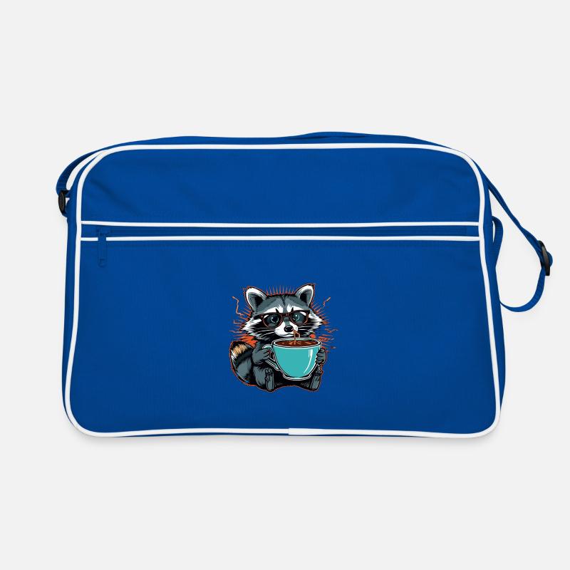 Überforderter Waschbär mit Kaffee Retro Tasche