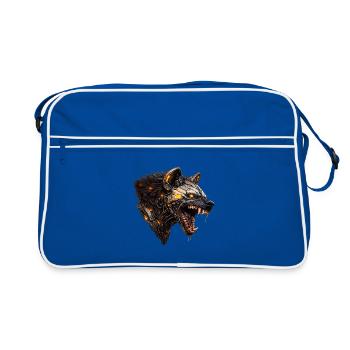 Tête mécanique de hyaène avec accents lumineux - Sac Retro - bleu/blanc - Devant