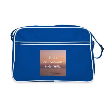 Antworten in der Stille - Retro Tasche - Blau/Weiß - Vorne