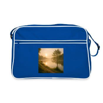 Morning Gold on the River Path - Retro Bag - blue/white - Front