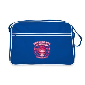 Pink Skull Floral Rebel Overstimulated - Retro Bag - blue/white - Front