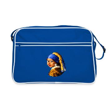 La Fille à la Boucle d’Oreille en Perle Pixelisée - Sac Retro - bleu/blanc - Devant
