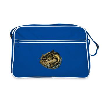 River Beast – Catfish Fury - Retro Bag - blue/white - Front
