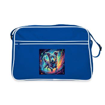 Un chien néon dans un tourbillon de couleurs - Sac Retro - bleu/blanc - Devant
