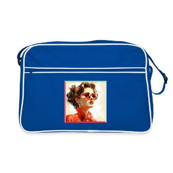 Portrait rétro rouge - Sac Retro - bleu/blanc - Devant