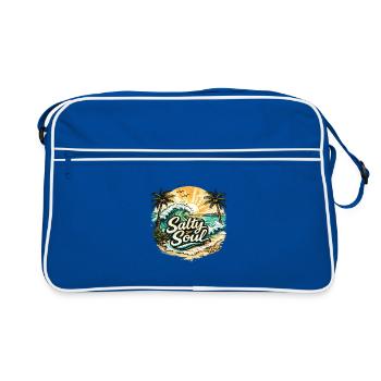 Salty Soul Beach Shirt - Retro Tasche - Blau/Weiß - Vorne