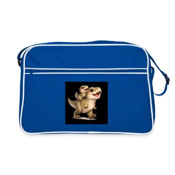 Maman T-Rex jouant avec son bébé - Sac Retro - bleu/blanc - Devant
