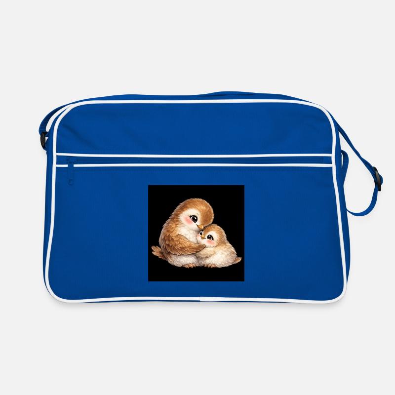 Mama Vogel kuschelt mit ihrem Kleinen Retro Tasche