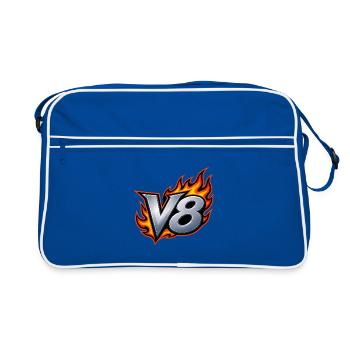Emblème de la Flamme V8 - Sac Retro - bleu/blanc - Devant