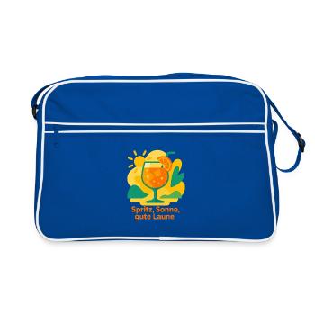 Sonnen Cocktail Gute Laune - Retro Tasche - Blau/Weiß - Vorne