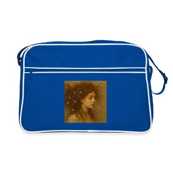 Portrait de cheveux en perle en or chaud - Sac Retro - bleu/blanc - Devant
