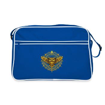 Golden Metatron Totem Owl - Retro Bag - blue/white - Front