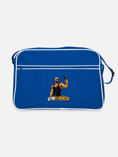 Gymfluencer – Bête Selfie – Édition Barbe - Sac Retro - bleu/blanc - Devant