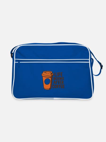 La vie commence après le café - Sac Retro - bleu/blanc - Devant