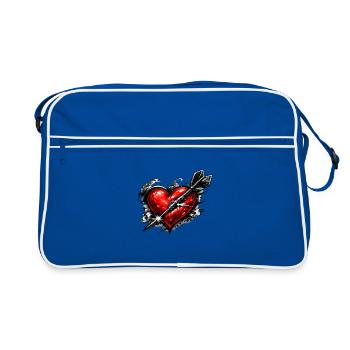 Cœur avec flèche dans le style tatoué - Sac Retro - bleu/blanc - Devant