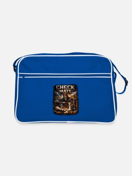 Échec et mat Roi de la Mort sur l’échiquier - Sac Retro - bleu/blanc - Devant