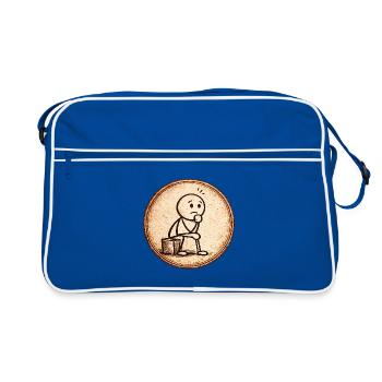 Sepia Thinker Sketch - Retro Bag - blue/white - Front