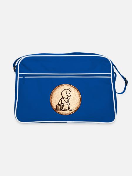Sketch du Penseur Sépia - Sac Retro - bleu/blanc - Devant